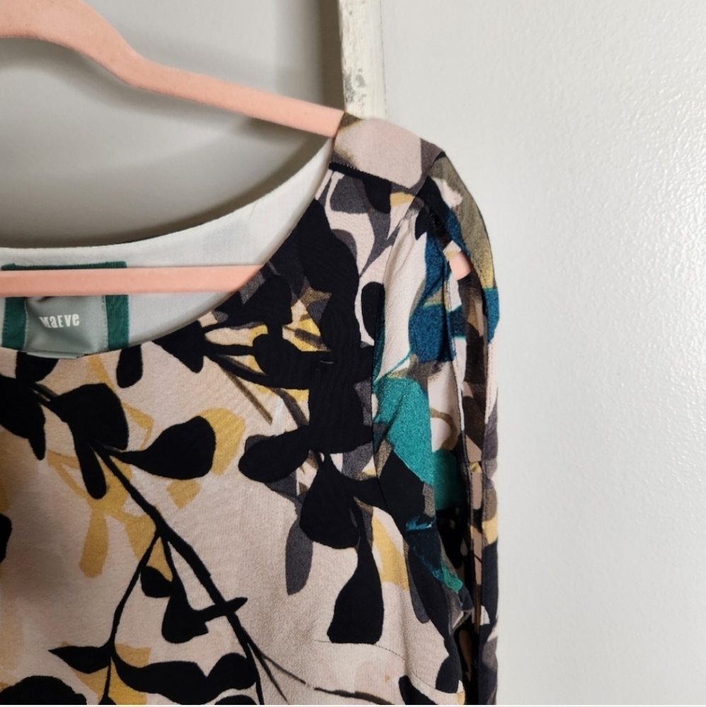 Anthropologie Maeve Dress womens small shaded garden 3/4 sleeve shift floral - Picture 3 of 6